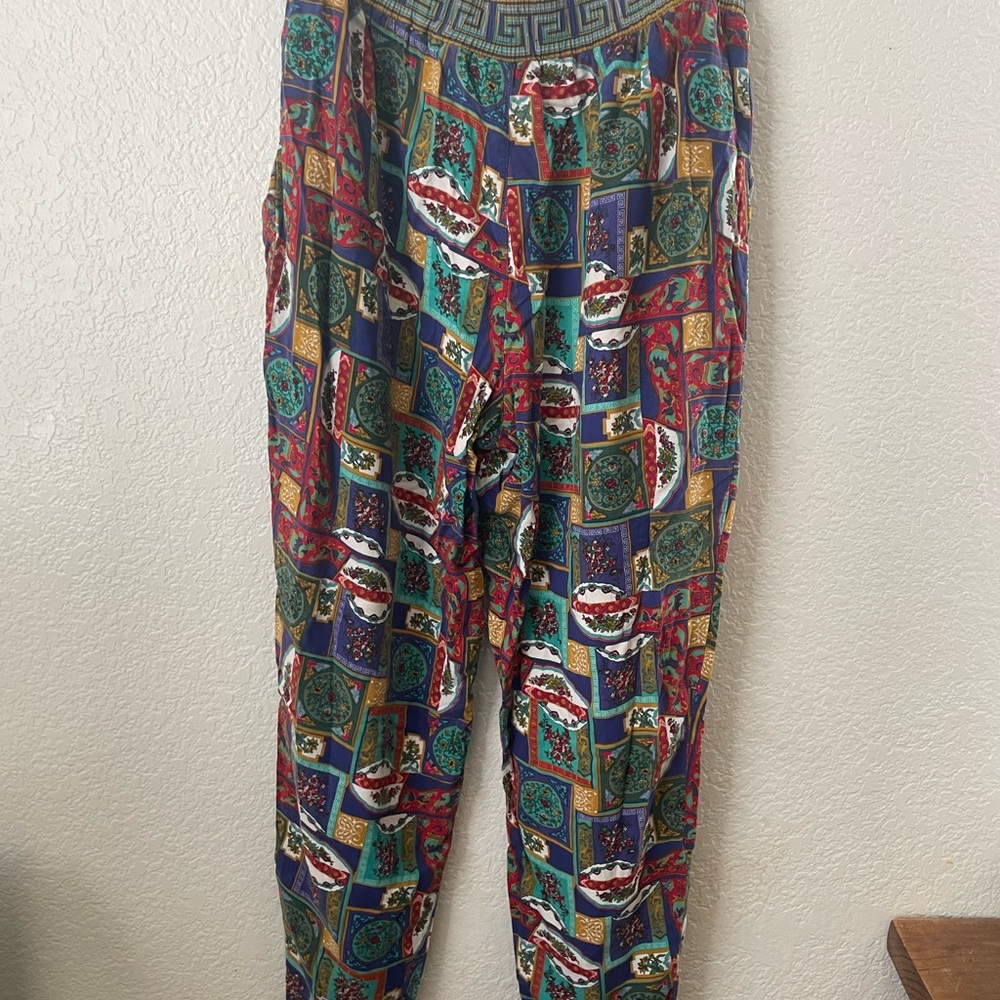 Vtg Express Colorful Patchwork Pattern Stretchy P… - image 5